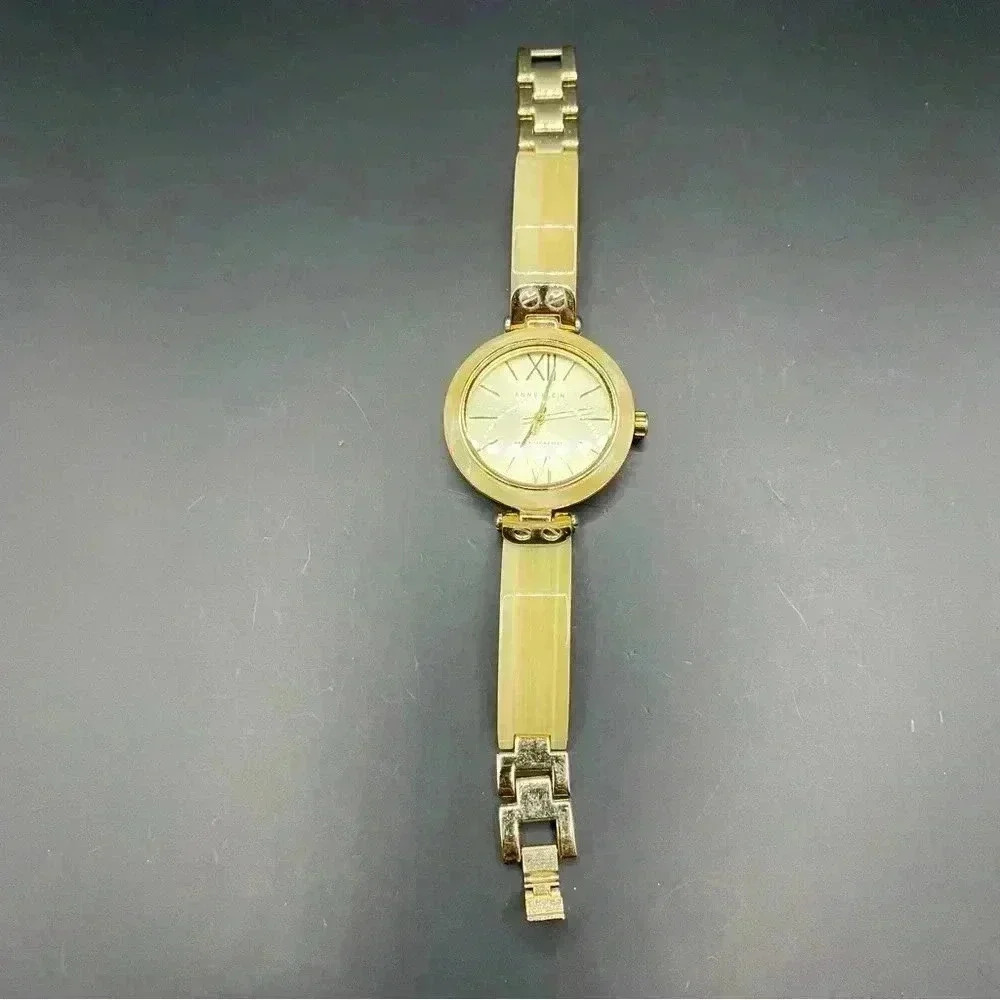 VGT ANNE KLEIN Women's Wristwatch Gold-tone Dial & Strap Classic Bangle Bracelet